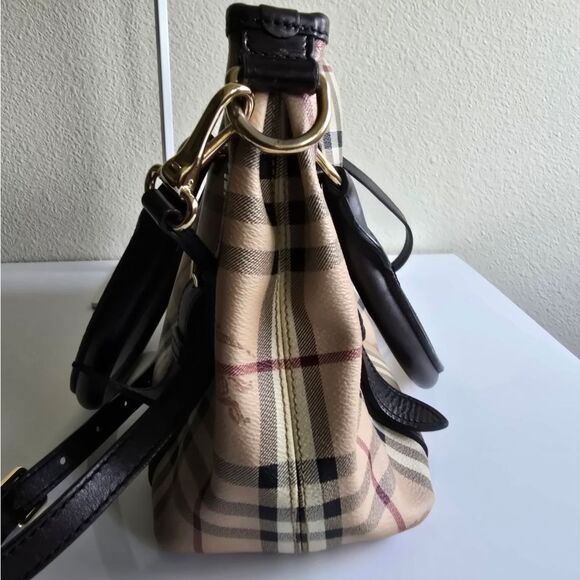 Burberry Haymarket Check Top Handle Bag Brown - Picture 5 of 16